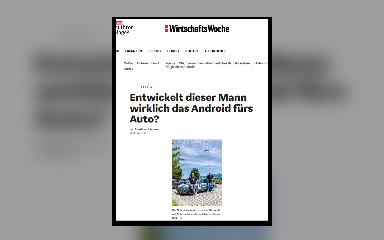 Apex.AI in der WirtschaftsWoche